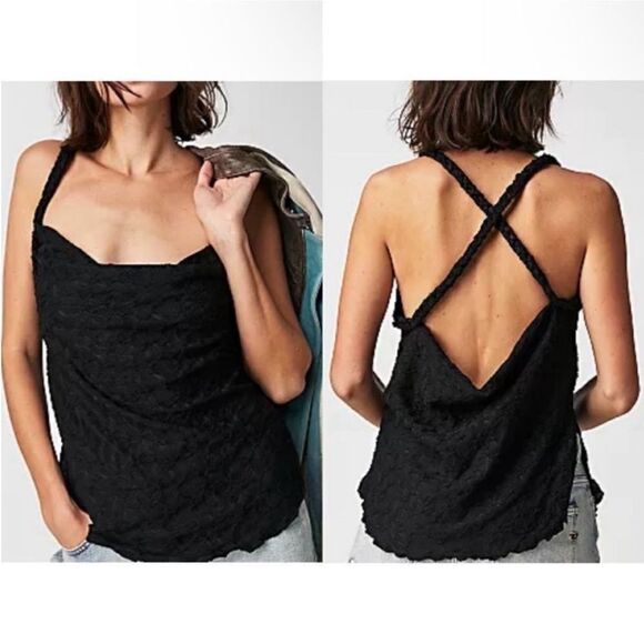 FREE PEOPLE NWT Mykonos Tank in Black Size Large - Picture 1 of 7